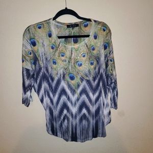 B.l.u.e. Peacock and Zebra Top (M)